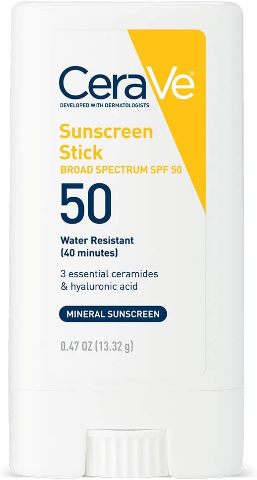 CeraVe Mineral Sunscreen Stick for Kids & Adults | 100% Mineral Sunscreen, Zinc Oxide & Titanium Dioxide with Hyaluronic Acid and Ceramides | Broad Spectrum SPF 50 | Fragrance Free | 0.47 Ounce