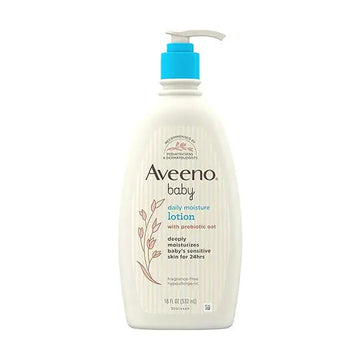 Aveeno Baby Daily Moisture Moisturizing Lotion for Delicate Skin with Natural Colloidal Oatmeal & Dimethicone, Hypoallergenic, Fragrance-, Phthalate- & Paraben-Free, 18 fl. oz (Package may vary)