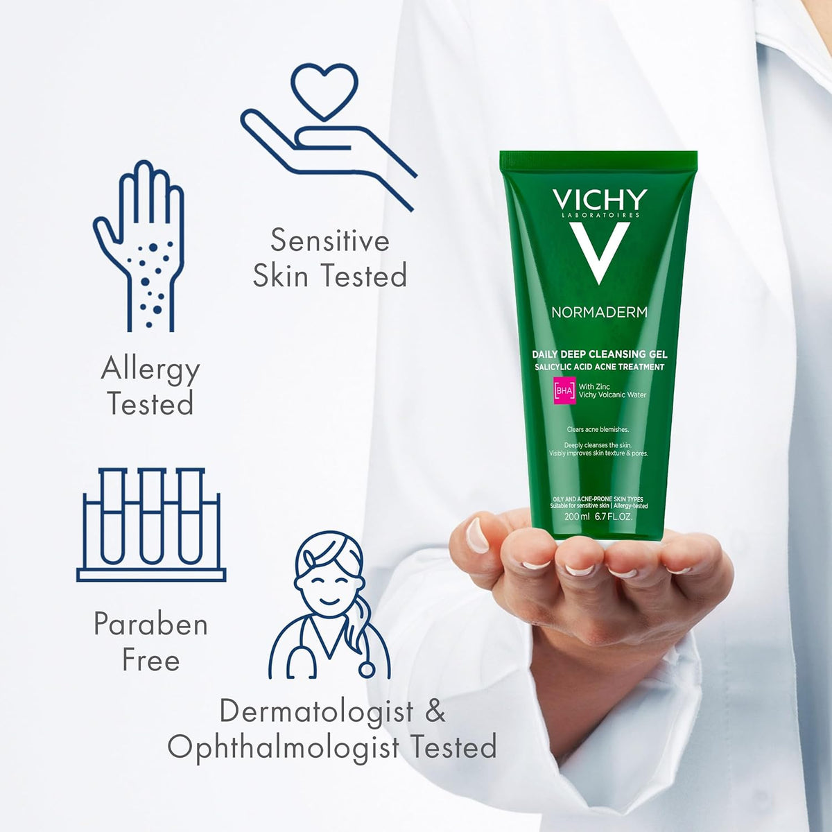 VICHY Normaderm Acne Face Wash – Salicylic Cleanser for Oily Skin