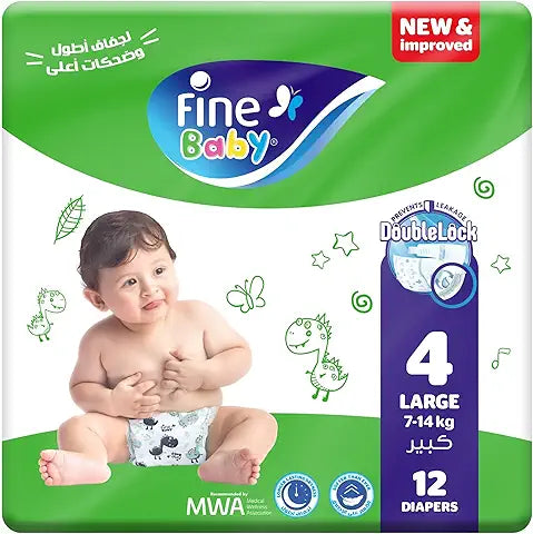 Fine Baby, Size 4, Large 7–14kg, 12 Diapers