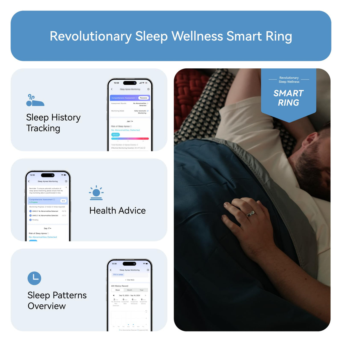 RingConn Gen 2, World’s First Smart Ring with Sleep Apnea Monitoring, No APP Subscription, 12-Day Battery Life, Stress/Heart Rate/Women's Health Tracker, Android & iOS Compatible (Black, Size 6)