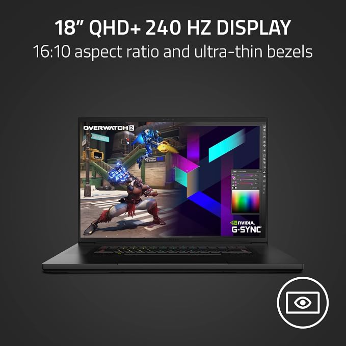Razer Blade 18 Gaming Laptop NVIDIA GeForce RTX 4090-13th Gen Intel 24-Core i9 HX CPU - 18" QHD+ 240Hz - 32GB RAM - 2TB SSD - CNC Aluminum - Compact GaN Charger - Windows 11 - Chroma RGB