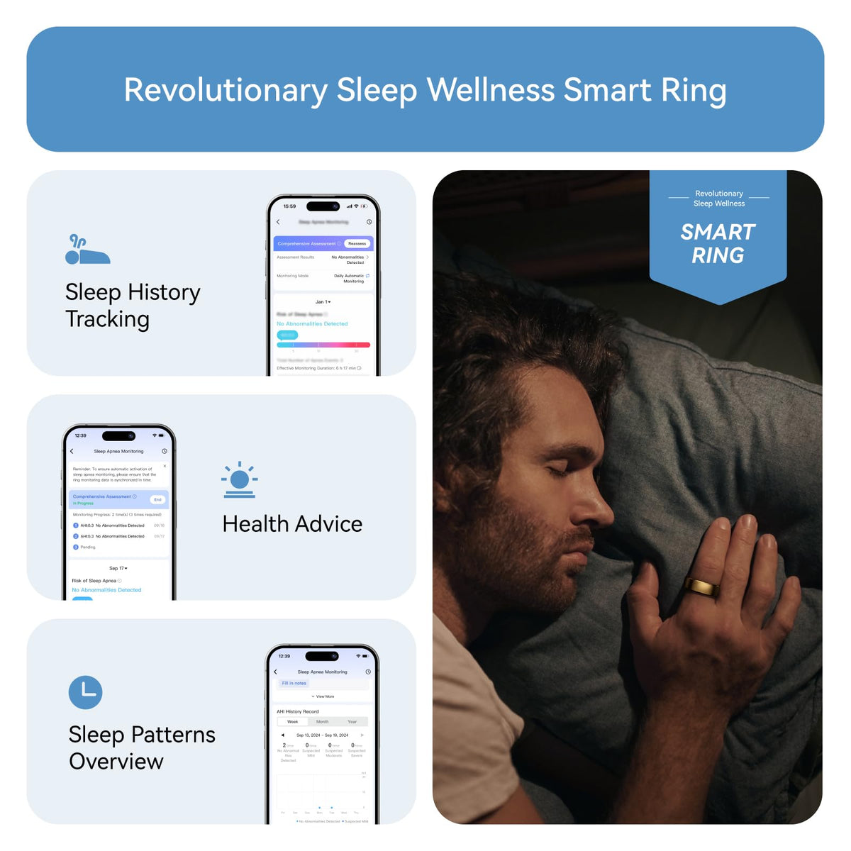 RingConn Gen 2, World’s First Smart Ring with Sleep Apnea Monitoring, No APP Subscription, 12-Day Battery Life, Stress/Heart Rate/Women's Health Tracker, Android & iOS Compatible (Black, Size 6)