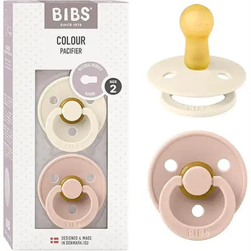 BIBS Pacifier Colour 2 Pack Latex Size 2 Ivory Blush