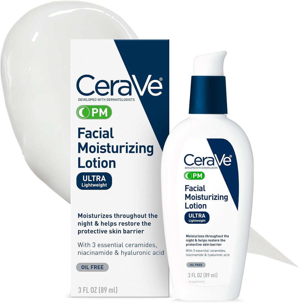 Cerave Pm Facial Moisturizing Lotion, 3 Oz., Multiplied With Derma Roller, 3 Fl Oz (Pack Of 1)