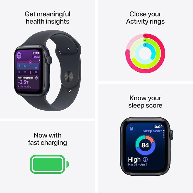 Apple Watch SE 3 GPS 40mm Smartwatch with Starlight Aluminium Case with Starlight Sport Band M/L. Fitness and Sleep Trackers, Heart Rate Monitor, Always-On Display, Water Resistant