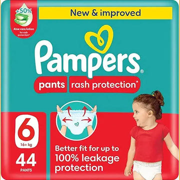 Pampers Rash Protection, Size 6, 16+ kg, Giant Pack, 44 Diaper Pants